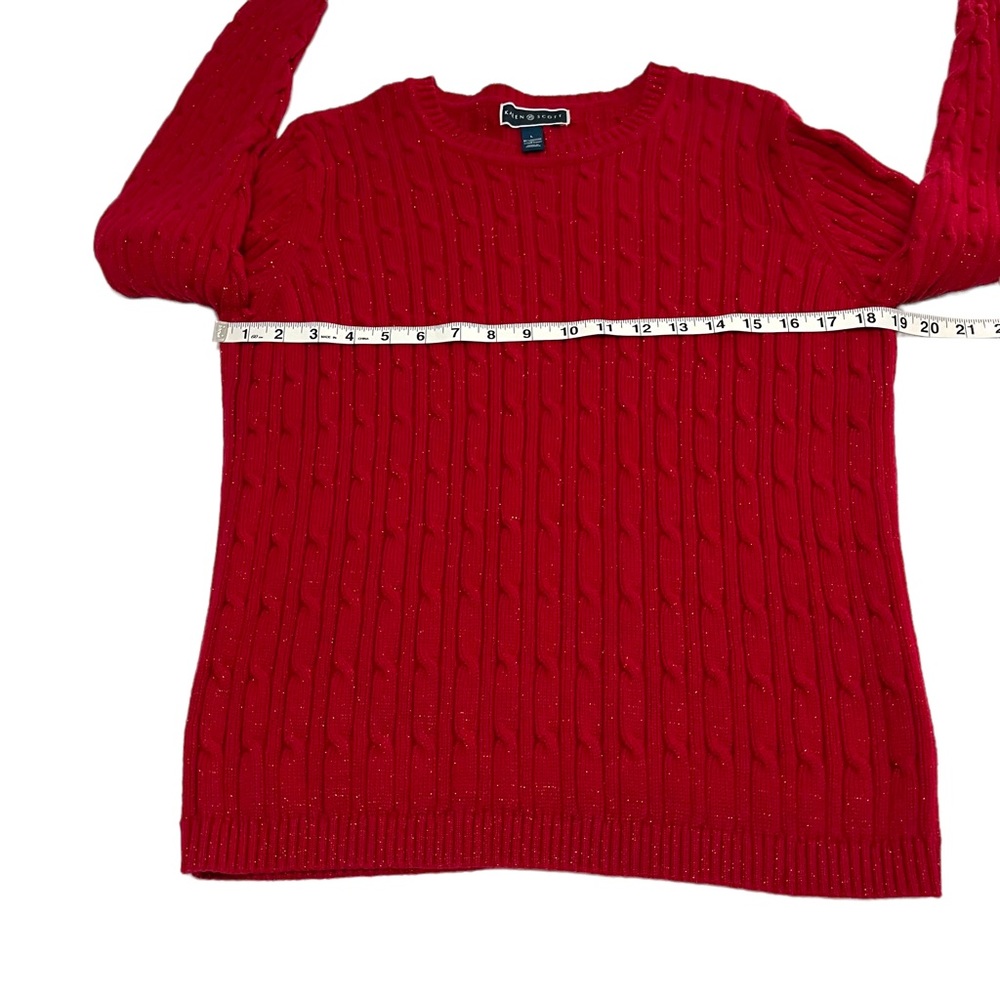 Karen Scott Red Cable Knit Sweater Size L - Picture 4 of 10